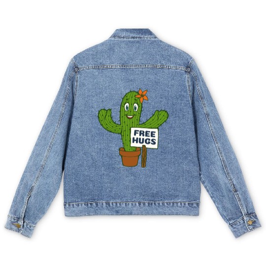 Free Hugs Cactus Men's Denim Jackets