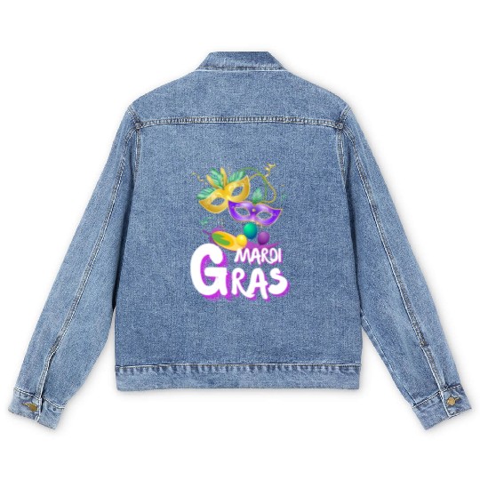 Happy Mardi Gras 2023 Funny Mardi Gras Men's Denim Jackets