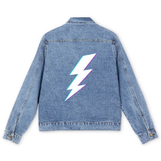 Lightning Bolt Vaporwave Storm Lightning Men's Denim Jackets
