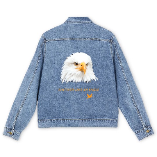 Bald Eagle Gift Idea Focussed like an Eagle Photo Men's Denim Jackets