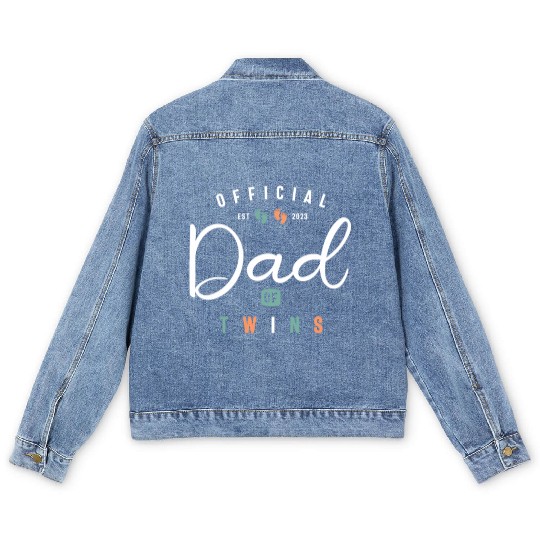 Dad of Twins Funny New Daddy To Be Expecting 2023 Men's Denim Jackets