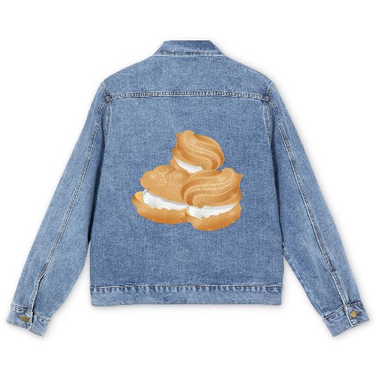 Illustration of three stuffed cream puffs Men's Denim Jackets