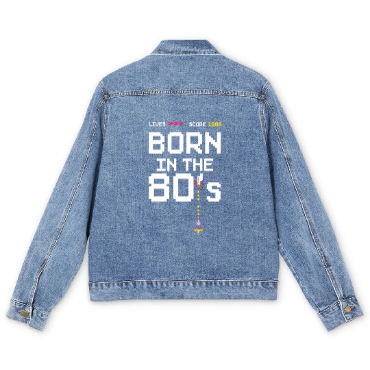 1988 Birtday Retro Gamer Pixel Born in the 80s Men's Denim Jackets