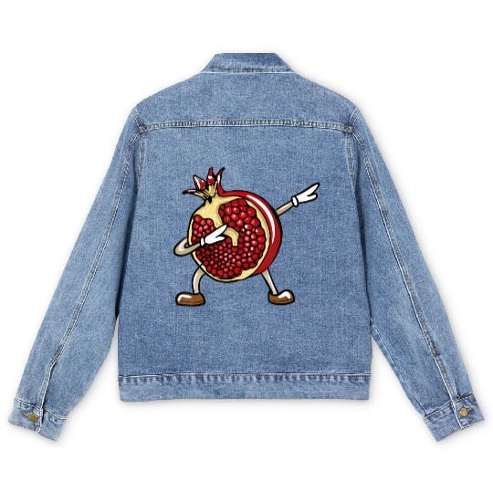 Funny Dabbing Pomegranate Lover Fruit Love Men's Denim Jackets