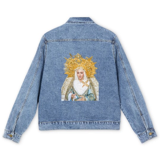 Virgin Mary Mother of Jesus Madonna Men's Denim Jackets