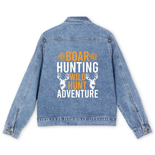 Boar Hunting Wild Hunt Adventure Men's Denim Jackets