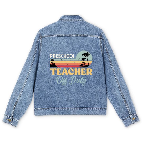 Preschool teacher off school vacation duty teacher Men's Denim Jackets