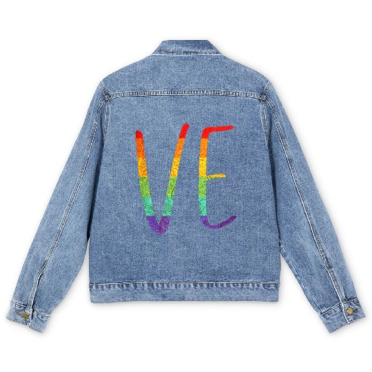 LGBT Pride Love LO VE Lesbian Couple Matching Love Men's Denim Jackets
