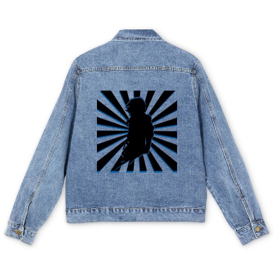 Paladin Character, Outline RPG Men's Denim Jackets