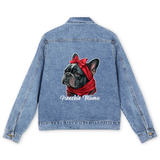 French Bulldog Frenchie Sayings Puppy Dog Lover Men's Denim Jackets