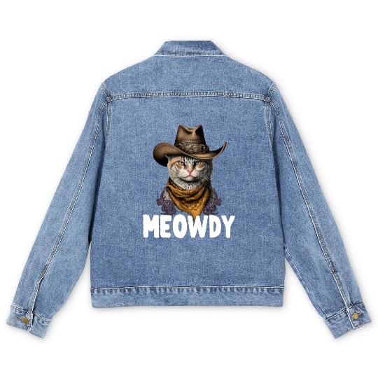 Meowdy Cat Meme Country Meow Howdy Funny Men's Denim Jackets