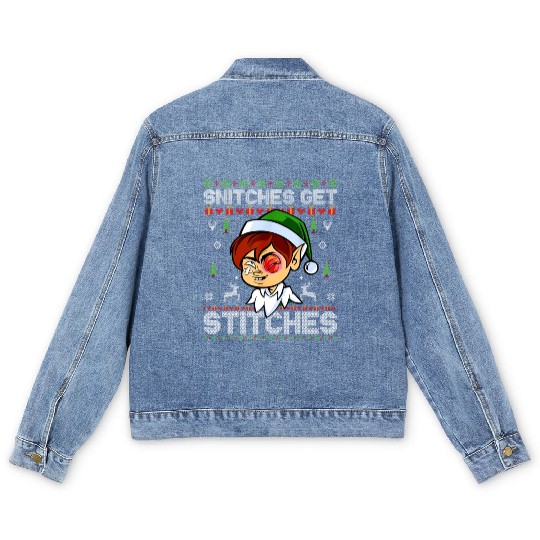 Warrior 12 Snitches Get Stitches Men's Denim Jackets