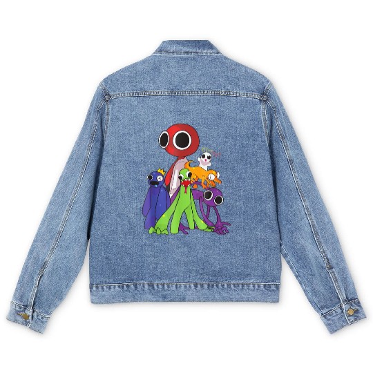 Rainbow Friends blue red orange green Men's Denim Jackets