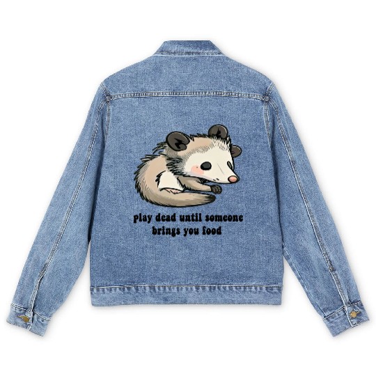 funny opossum play dead Men's Denim Jackets
