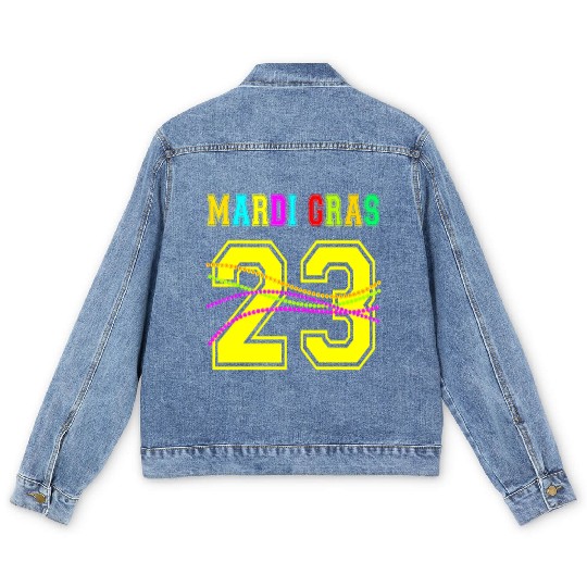 2023 Mardi Gras New Orleans Party Beads Bourbon St Men's Denim Jackets
