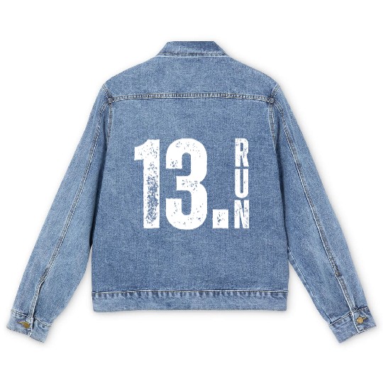 Half Crazy 13 1 Running Half Marathon Race Runner Men's Denim Jackets