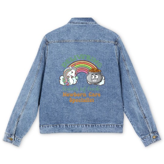 Delivering Loads Of Luck Newborn Care Specialist P Men's Denim Jackets