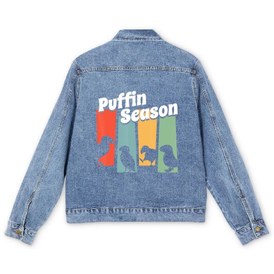 Funny Puffin Season Retro Vintage Puffin Lover Men's Denim Jackets