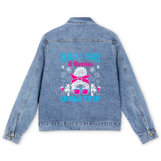 Beaches Booze Besties Girls Trip Spring Break Men's Denim Jackets