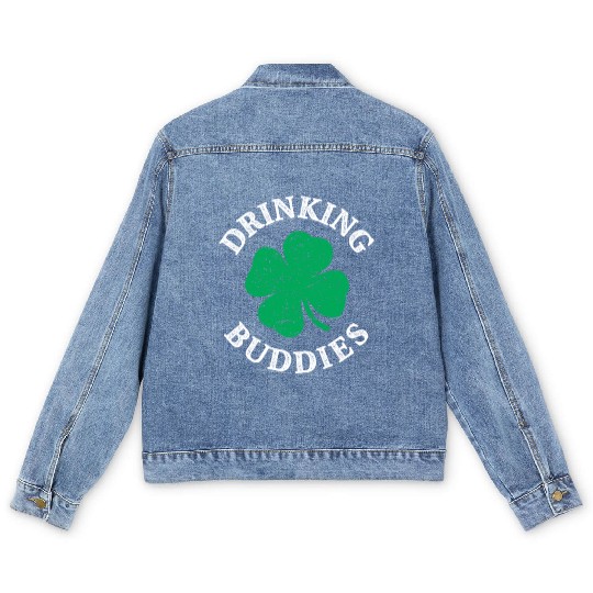 Drinking Buddies Funny St Patricks Day Men's Denim Jackets
