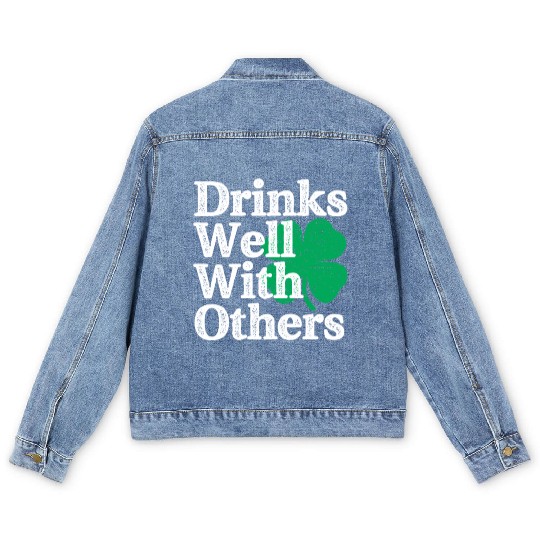 Drinks Well With Others St Patricks Day Men's Denim Jackets