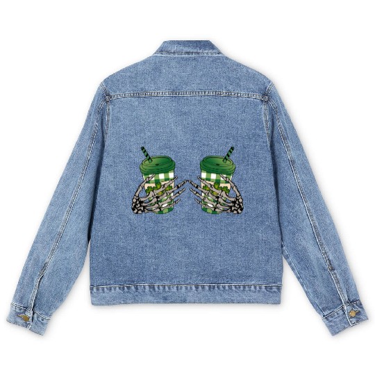 Skeleton Hand Patricks day Graphics Men's Denim Jackets