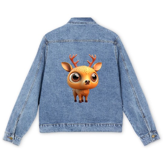 Cute deer cartoon character Men's Denim Jackets