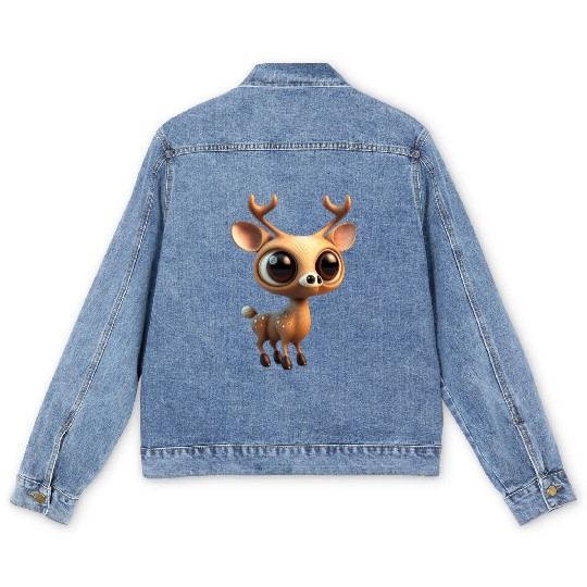 Cute deer cartoon character Men's Denim Jackets