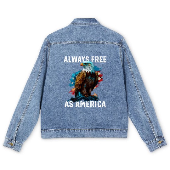 Always Free as America American Bald Eagle USA Men's Denim Jackets