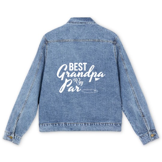 Best Grandpa By Par Father's Day Golf Grandad Golf Men's Denim Jackets