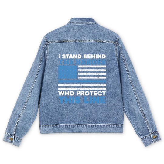 Military Police Officer Law Enforcement USA Flag Men's Denim Jackets