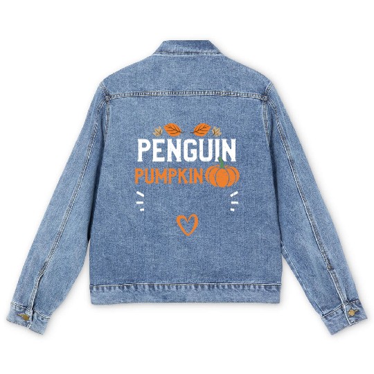 Penguin Pumpkin - Pumpkin Men's Denim Jackets