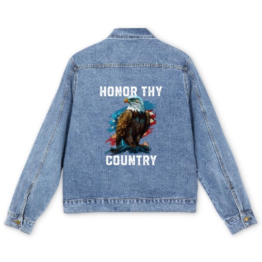 Honor Thy Country American Bald Eagle America USA Men's Denim Jackets