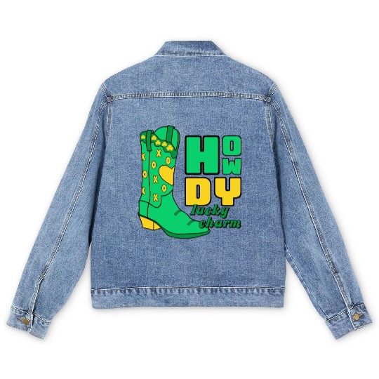 Howdy Lucky Charm St Patrick Day Apparel Men's Denim Jackets