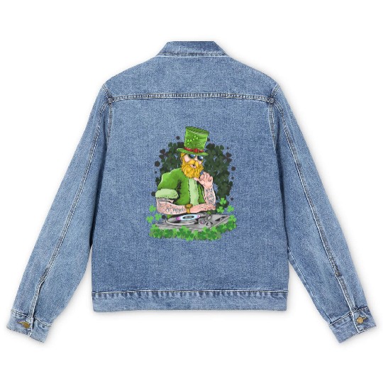 St Patricks Day DJ, Music Love, Tattoos Lucky Clov Men's Denim Jackets
