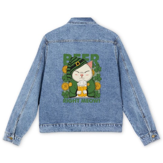 Beer Right Meow Men's Denim Jackets