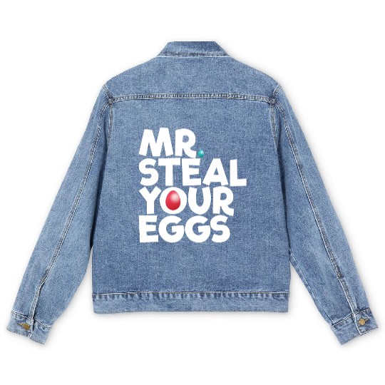 Mr Steal Your Eggs Kids Easter Sunday Funny Easter Men's Denim Jackets
