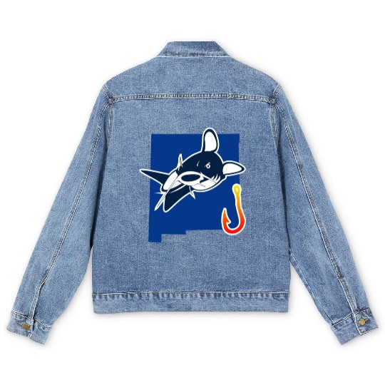 Catfishing Season New Mexico State Flag Fish Rod Men's Denim Jackets