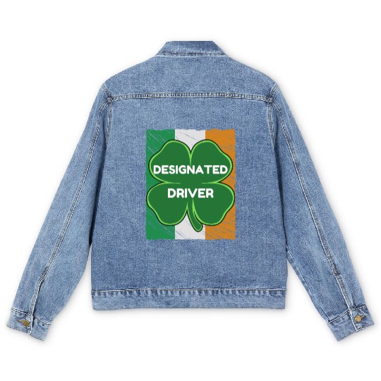 DESIGNATED driver funny St. Patrick's Day Men's Denim Jackets