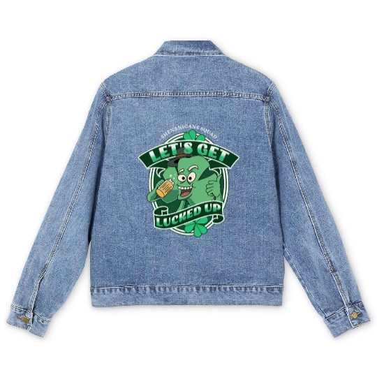 Lucked Up, Shenanigans Squad Beer Shamrock Drink Men's Denim Jackets