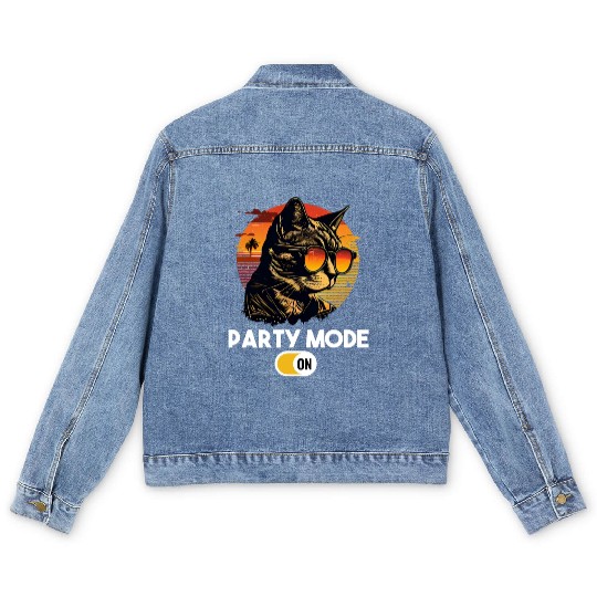 Retro Cat Vintage Sunset 80s 90s Sunglasses Men's Denim Jackets