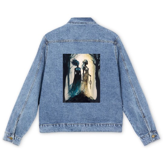 Black Nature Goddess - African American, Woodland Men's Denim Jackets