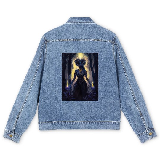 Black Nature Goddess - African American, Woodland Men's Denim Jackets