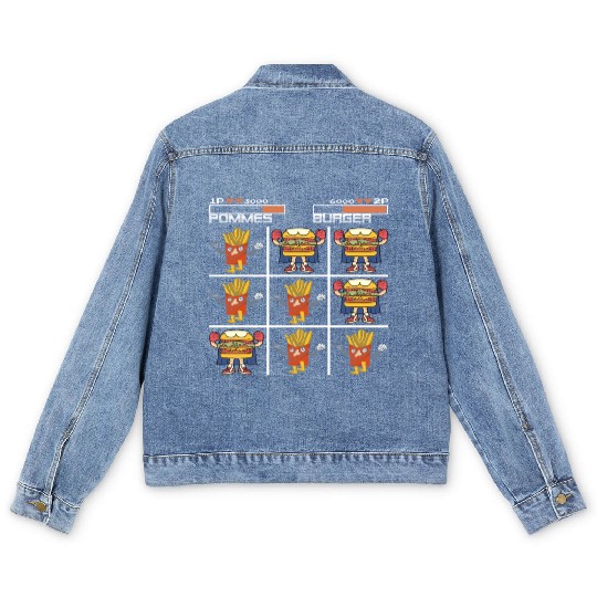 Tic Tac Toe French Fries Chips vs. Burger Men's Denim Jackets
