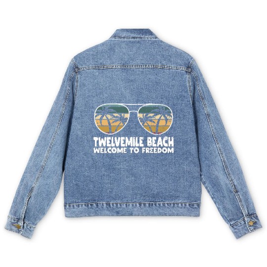 Twelvemile Beach Welcome to Freedom Vacation Sayin Men's Denim Jackets