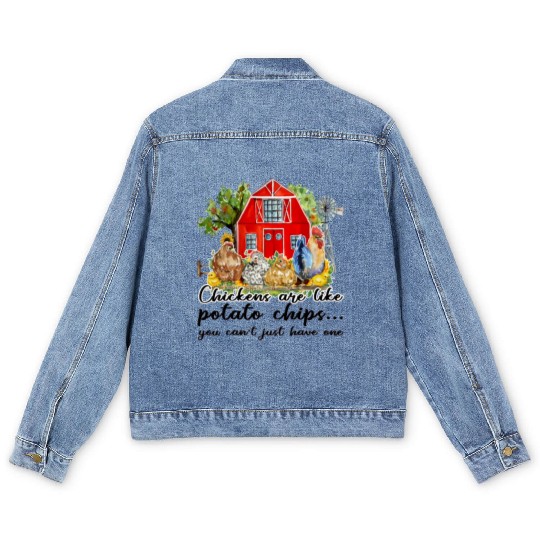 Funny Quotes Chicken Sublimation Men's Denim Jackets