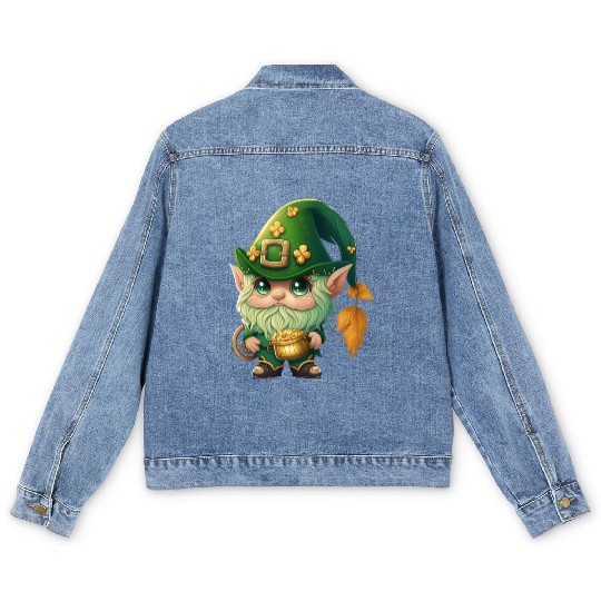 St. Patrick's Day Elf Saint Patricks Day Outfit Men's Denim Jackets