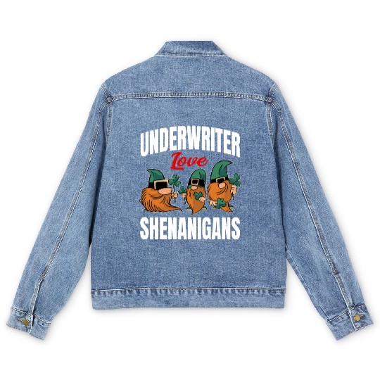 Funny Underwriter St. Patricks Day Shenanigans Men's Denim Jackets