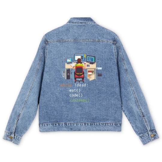 Computer Science Python Programmer Eat Code Sleep Men's Denim Jackets