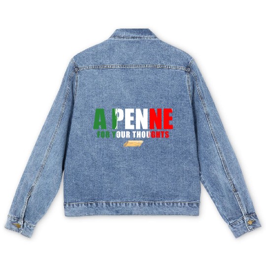 A Penne For Your Thought Italian Italy Flag Pasta Men's Denim Jackets
